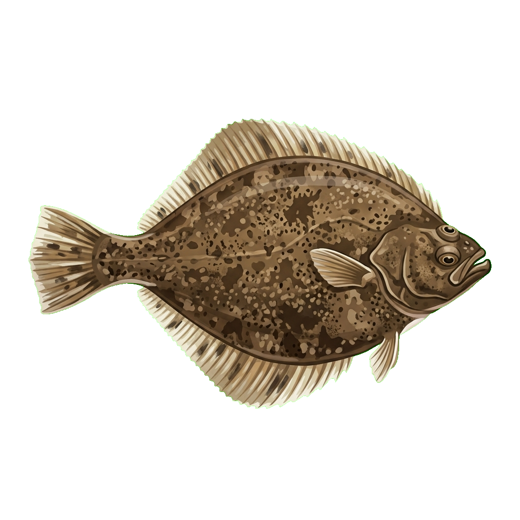 Stylized 2D illustration of Alaska plaice