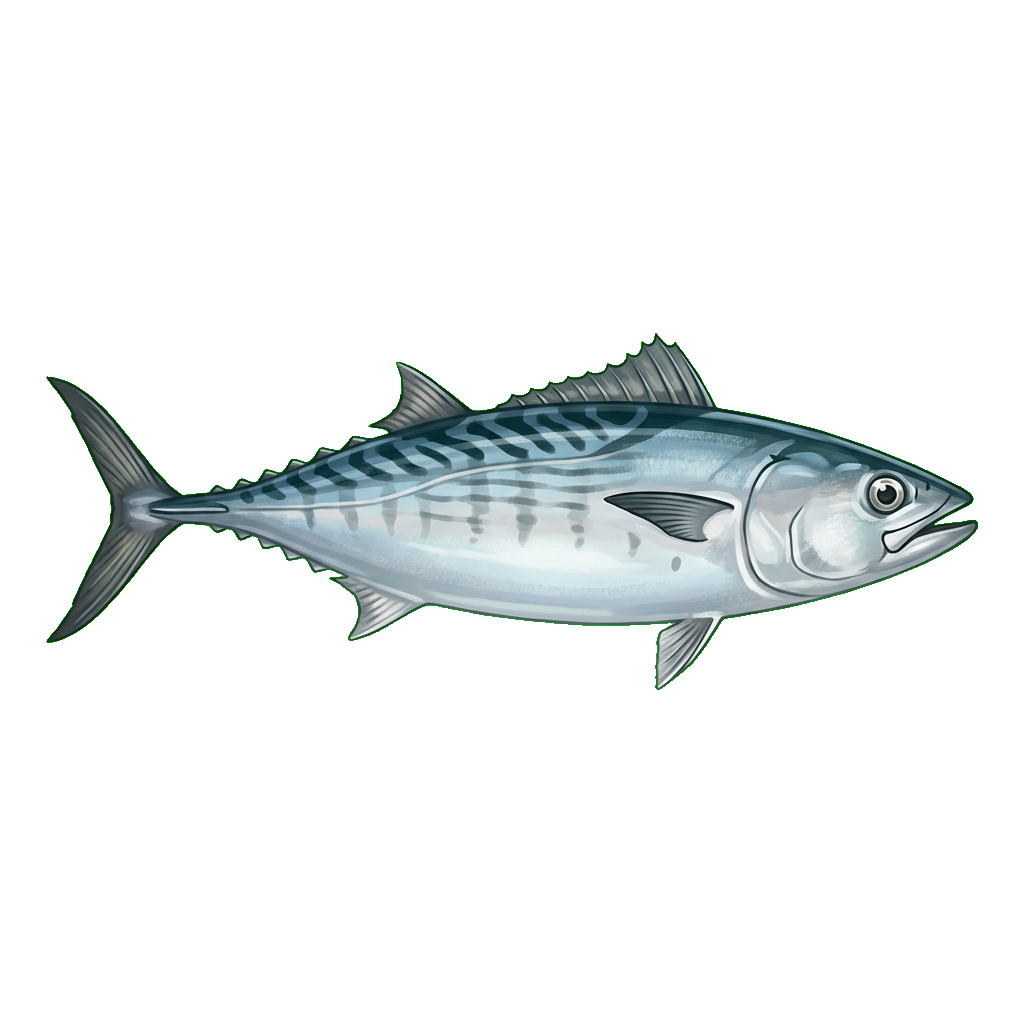 Stylized 2D illustration of Atlantic bonito