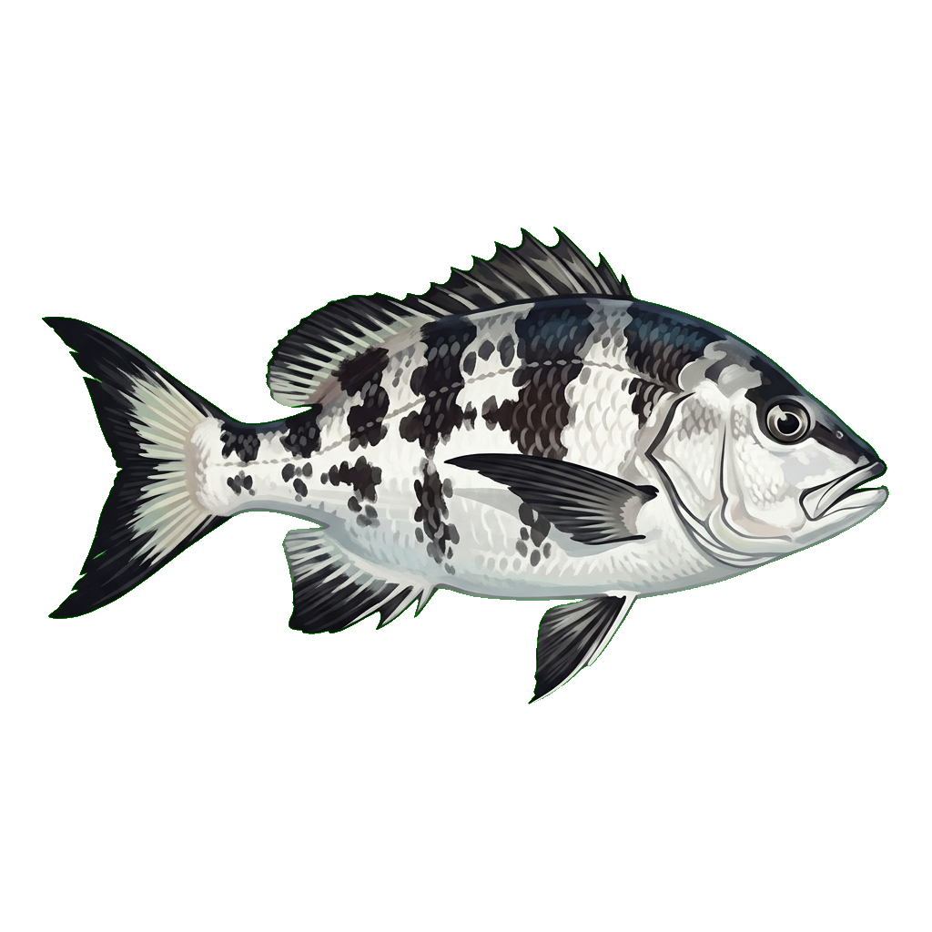 Stylized 2D illustration of Black and white snapper