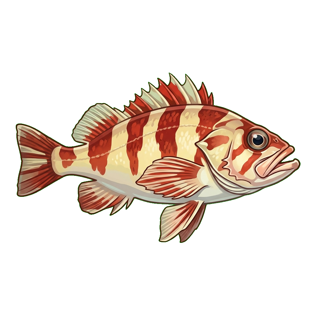 Stylized 2D illustration of Flag rockfish