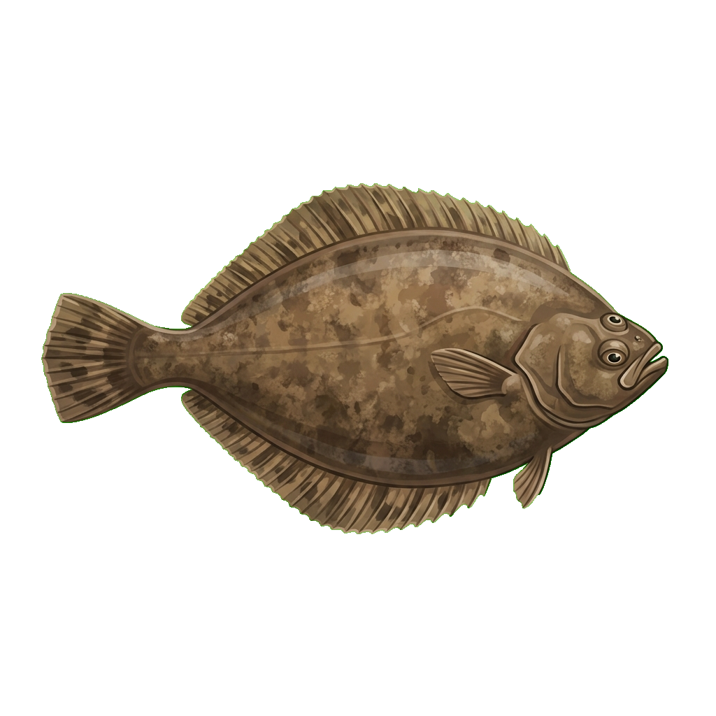Stylized 2D illustration of Flathead sole