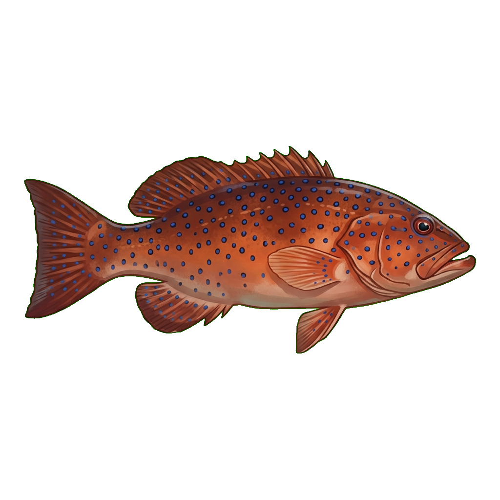 Stylized 2D illustration of Leopard coralgrouper