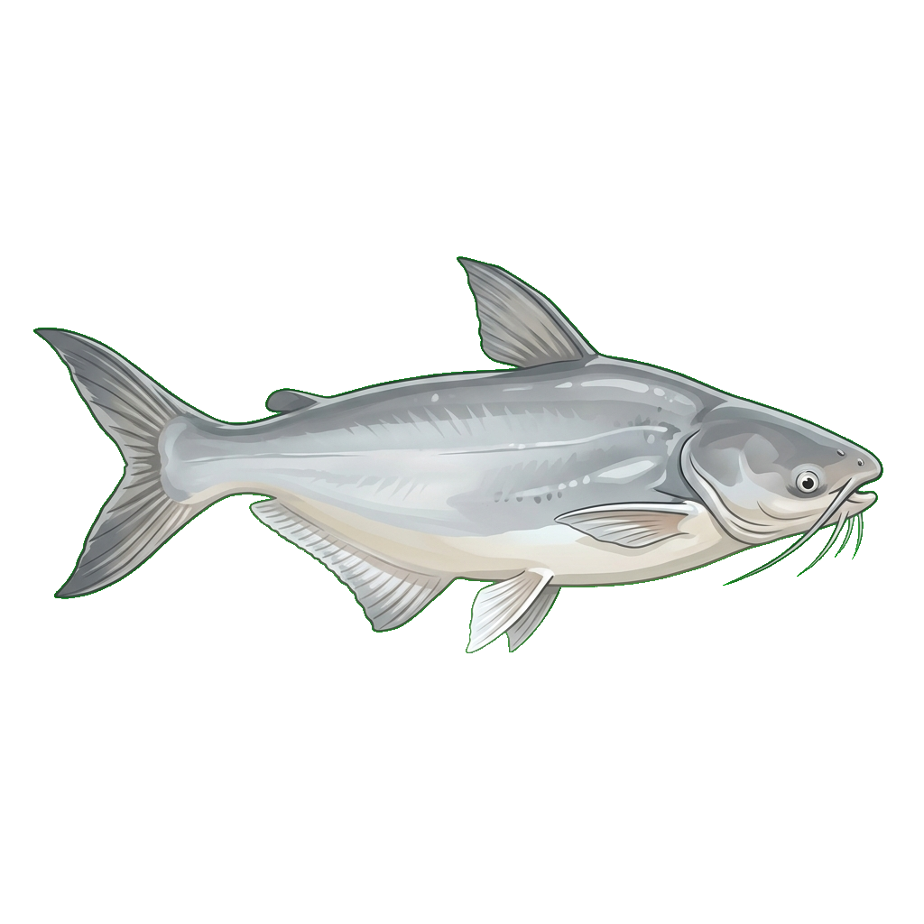 Stylized 2D illustration of Pangas catfish