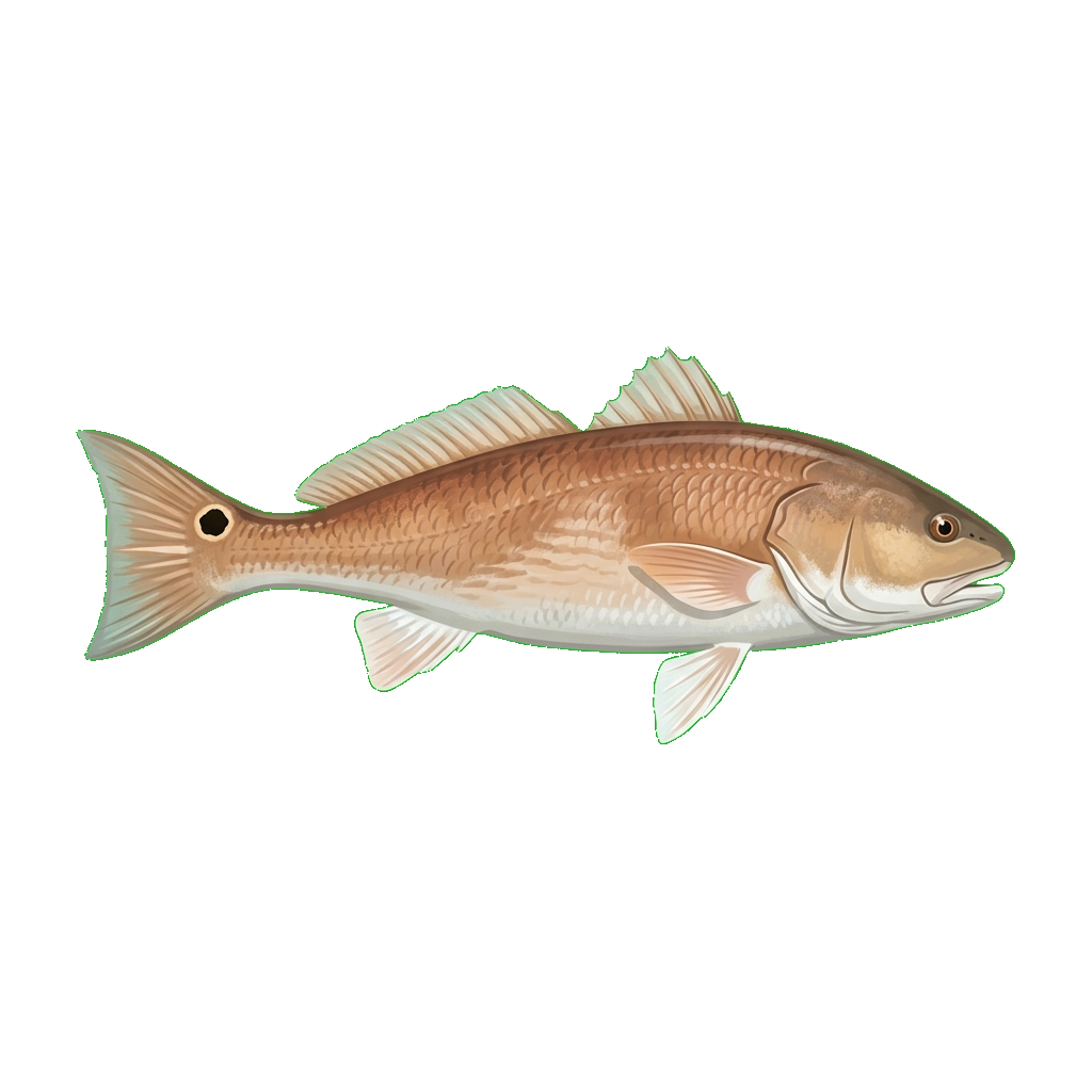 Stylized 2D illustration of Red drum