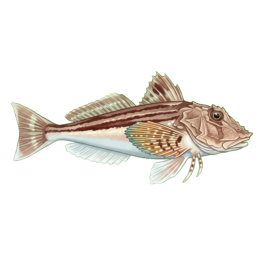 Stylized 2D illustration of Striped searobin
