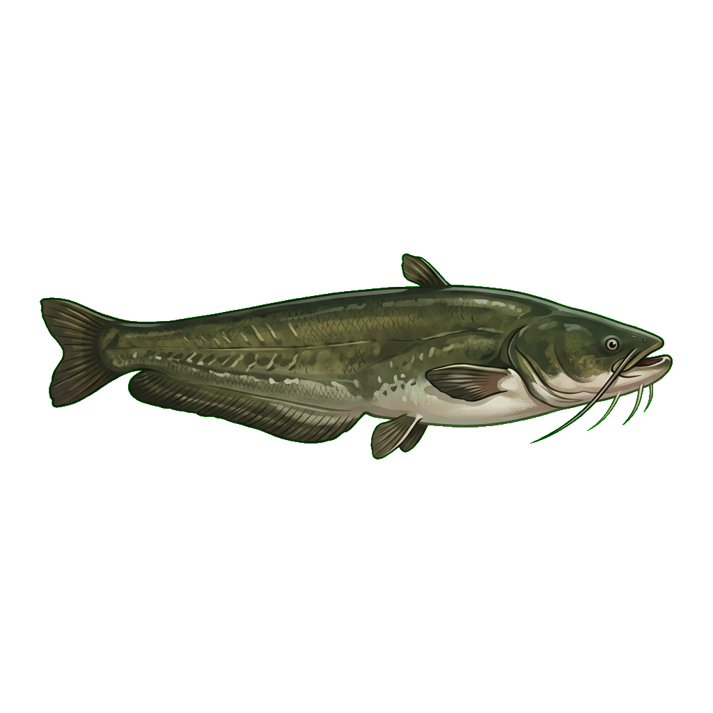 Stylized 2D illustration of Wallago