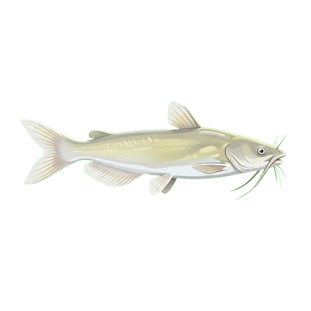 Stylized 2D illustration of White catfish