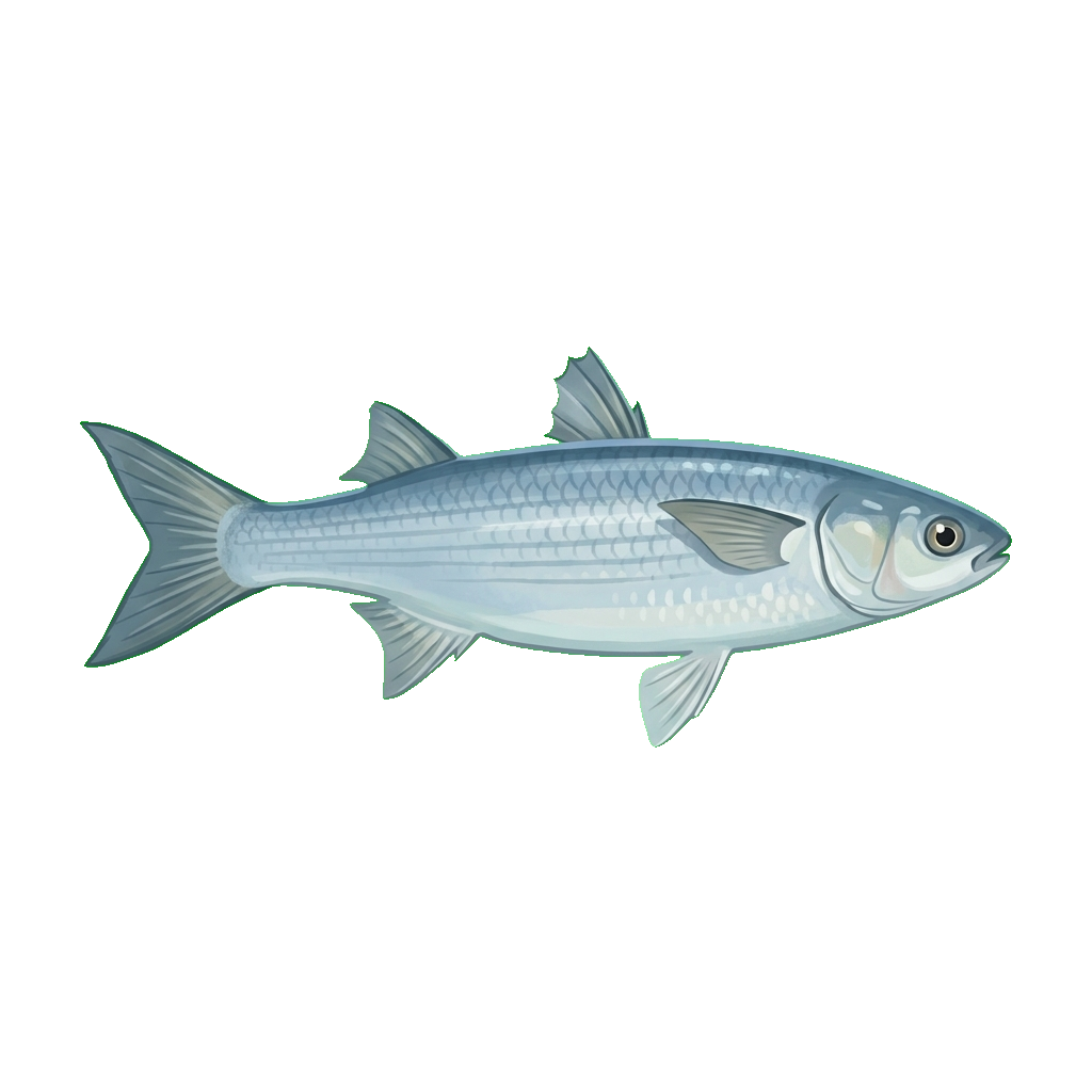 Stylized 2D illustration of White mullet