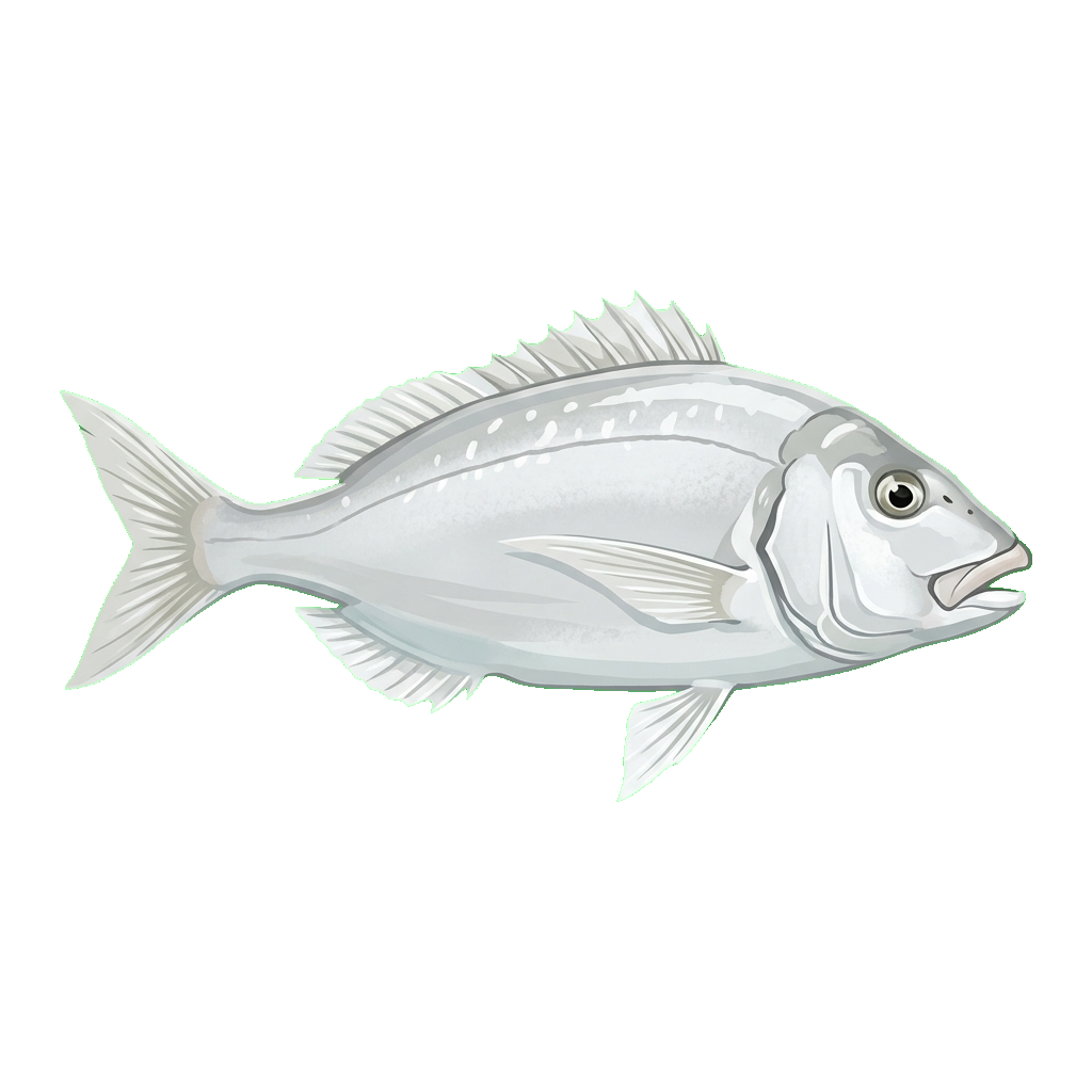 Stylized 2D illustration of White steenbras